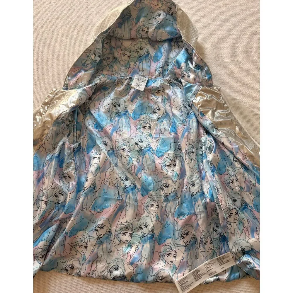 Disney Frozen 2 Girls Hooded Cape Jacket Silver Size 9/10 Elsa Anna